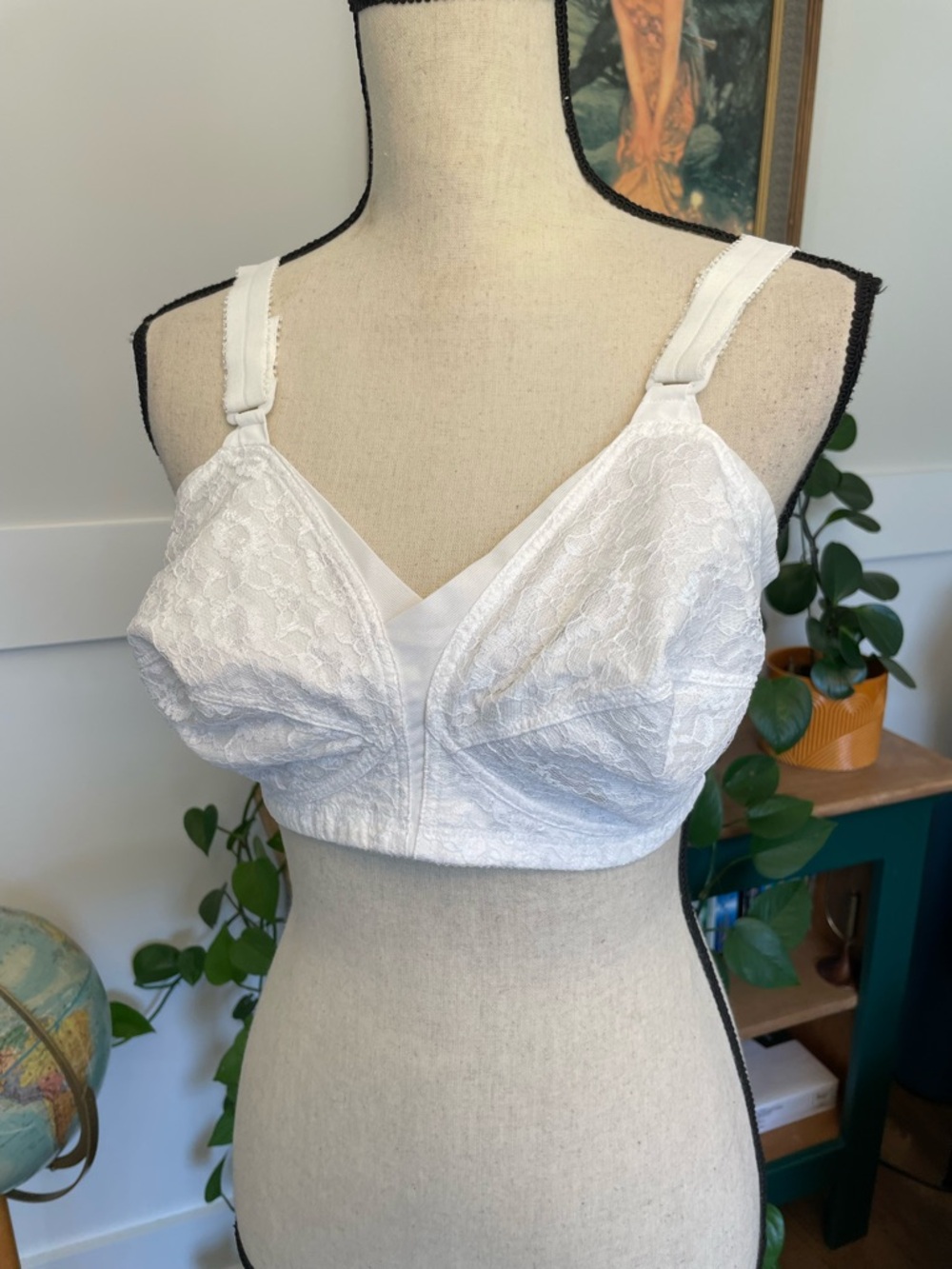 Vintage Cross-over Bra 40C White Perma-Prest